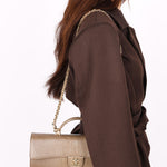 Chanel Lizard Embossed Top Handle Long Clutch with Chain GHW