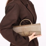Chanel Lizard Embossed Top Handle Long Clutch with Chain GHW