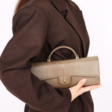 Chanel Lizard Embossed Top Handle Long Clutch with Chain GHW