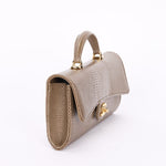 Chanel Lizard Embossed Top Handle Long Clutch with Chain GHW