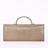 Chanel Lizard Embossed Top Handle Long Clutch with Chain GHW