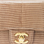 Chanel Lizard Embossed Top Handle Long Clutch with Chain GHW