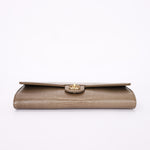 Chanel Lizard Embossed Top Handle Long Clutch with Chain GHW