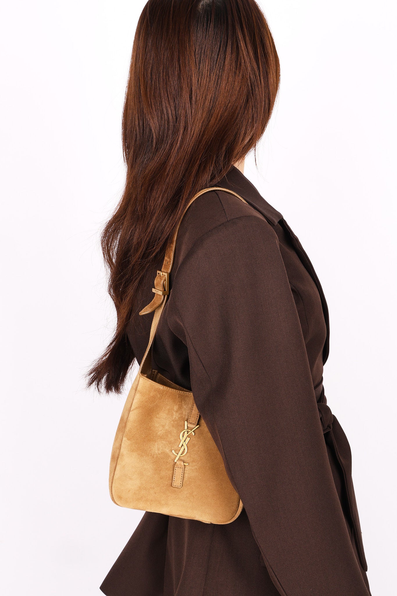 Saint Laurent Baby Le 5 A 7 Suede Shoulder Bag