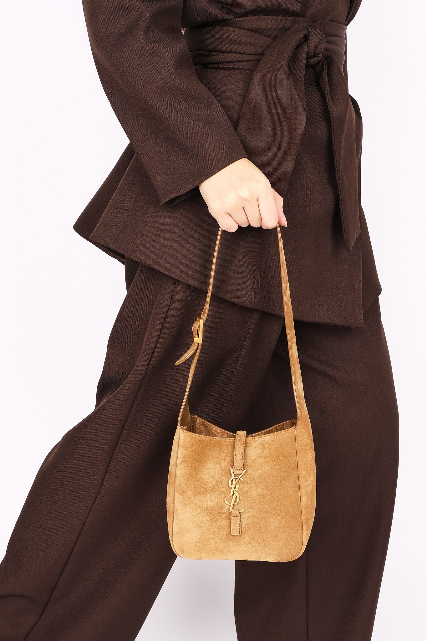 Saint Laurent Baby Le 5 A 7 Suede Shoulder Bag