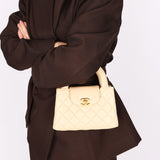 Chanel Nano Kelly Shopper Cream Lambskin AGHW