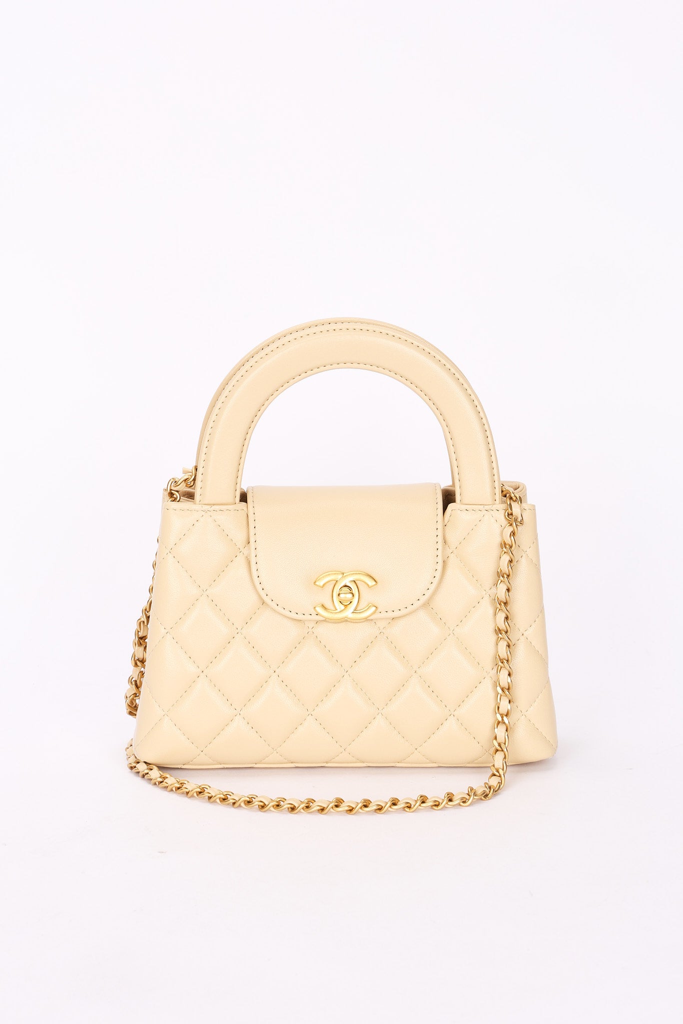 Chanel Nano Kelly Shopper Cream Lambskin AGHW