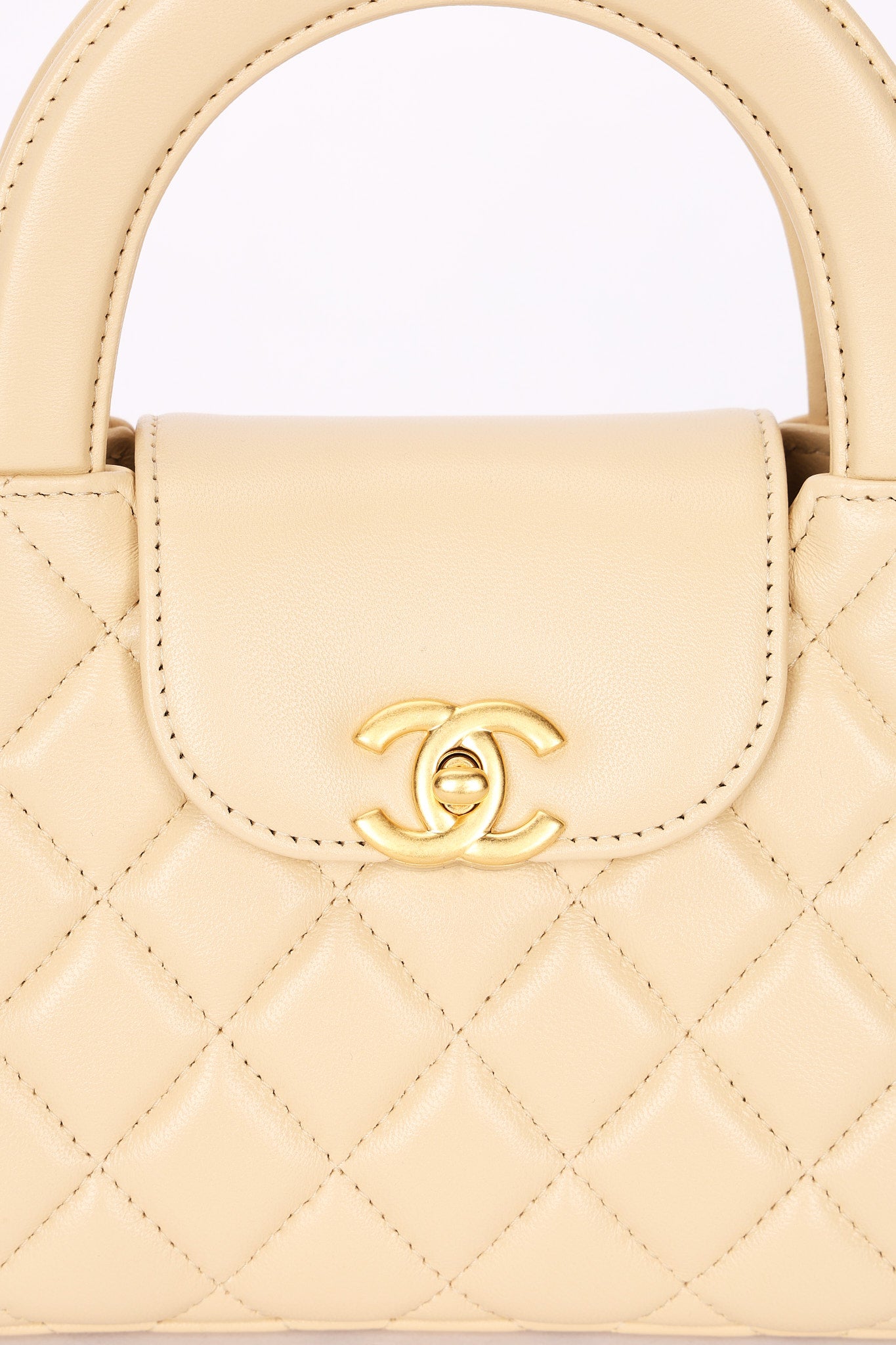 Chanel Nano Kelly Shopper Cream Lambskin AGHW