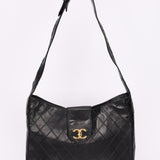 Chanel Turnlock Shoulder Bag with Pouch Black Lambskin 24K GP
