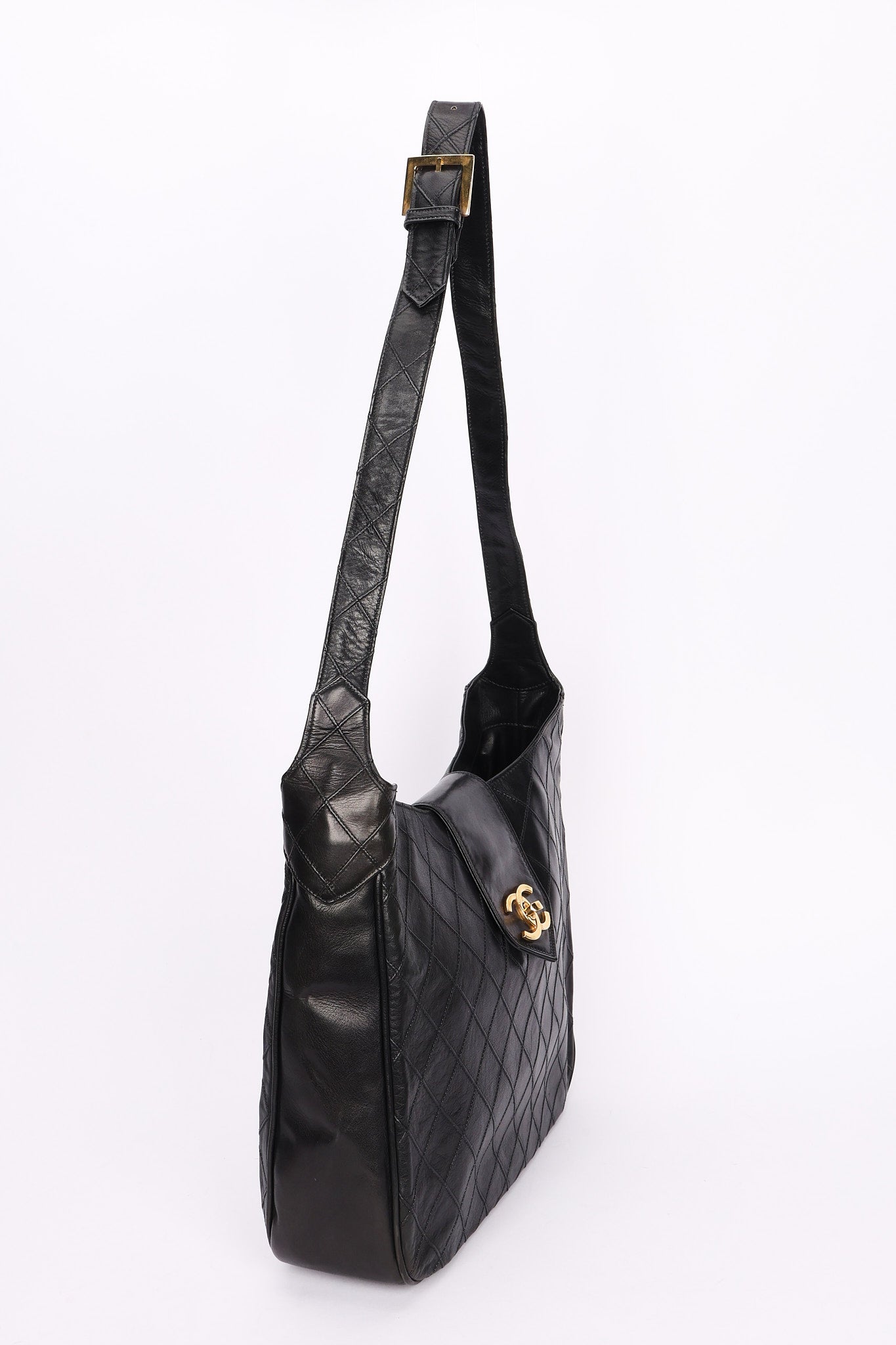 Chanel Turnlock Shoulder Bag with Pouch Black Lambskin 24K GP
