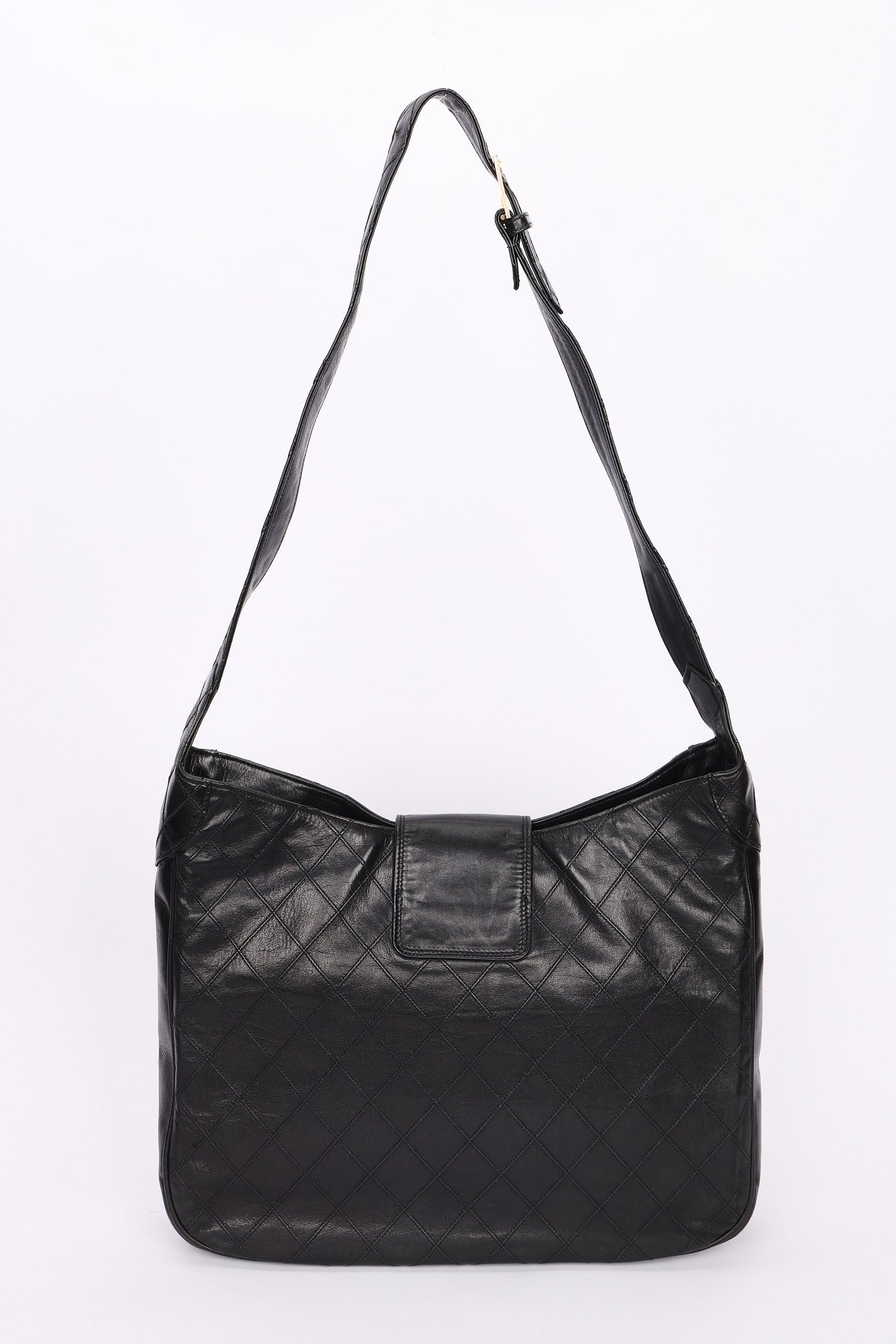 Chanel Turnlock Shoulder Bag with Pouch Black Lambskin 24K GP