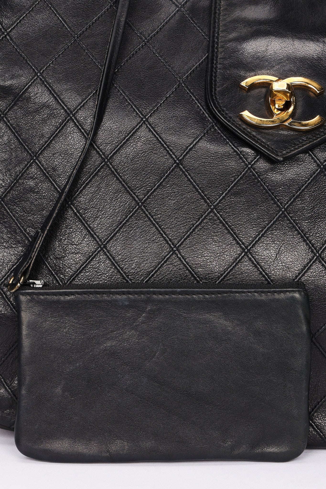Chanel Turnlock Shoulder Bag with Pouch Black Lambskin 24K GP