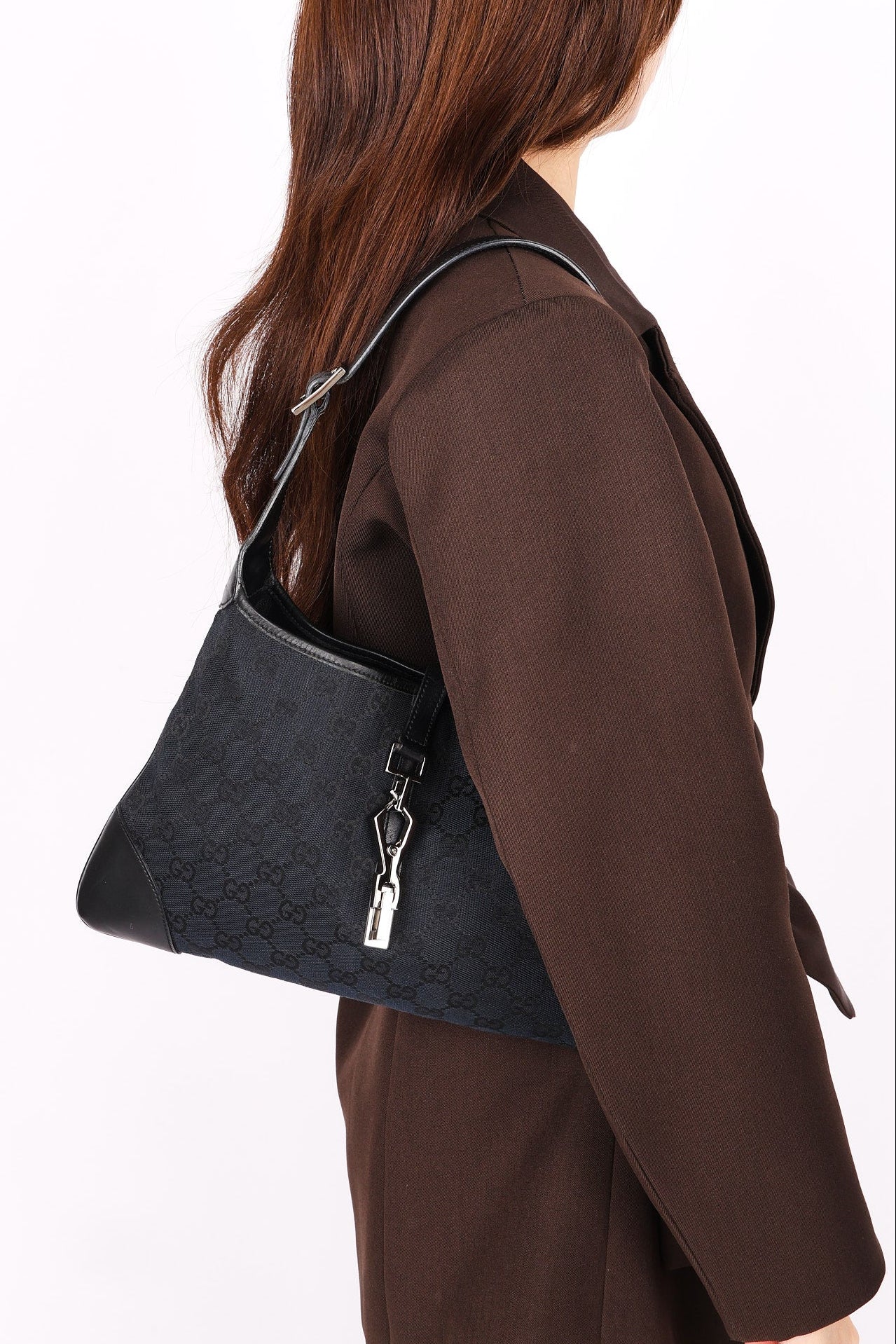 Gucci Monogram Canvas Jackie Shoulder Bag
