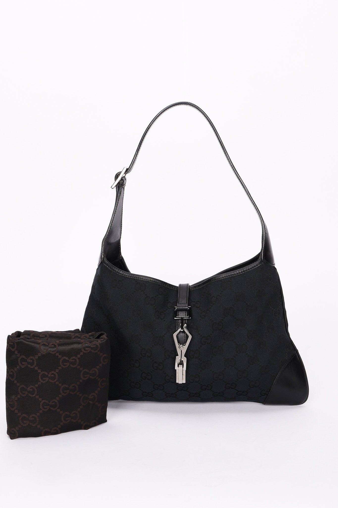 Gucci Monogram Canvas Jackie Shoulder Bag