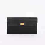 Hermès Kelly Pocket Long Wallet with Wrist Strap Noir (leather) GHW