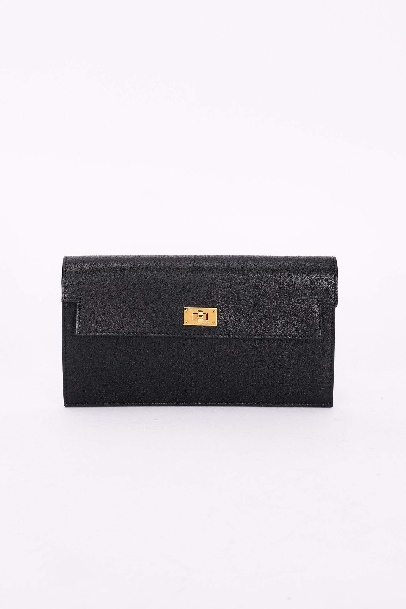 Hermès Kelly Pocket Long Wallet with Wrist Strap Noir (leather) GHW