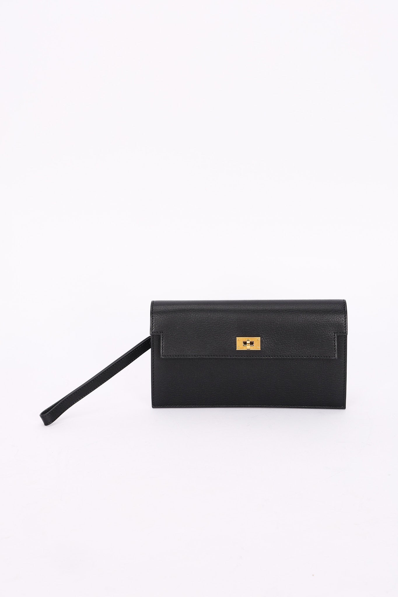 Hermès Kelly Pocket Long Wallet with Wrist Strap Noir (leather) GHW