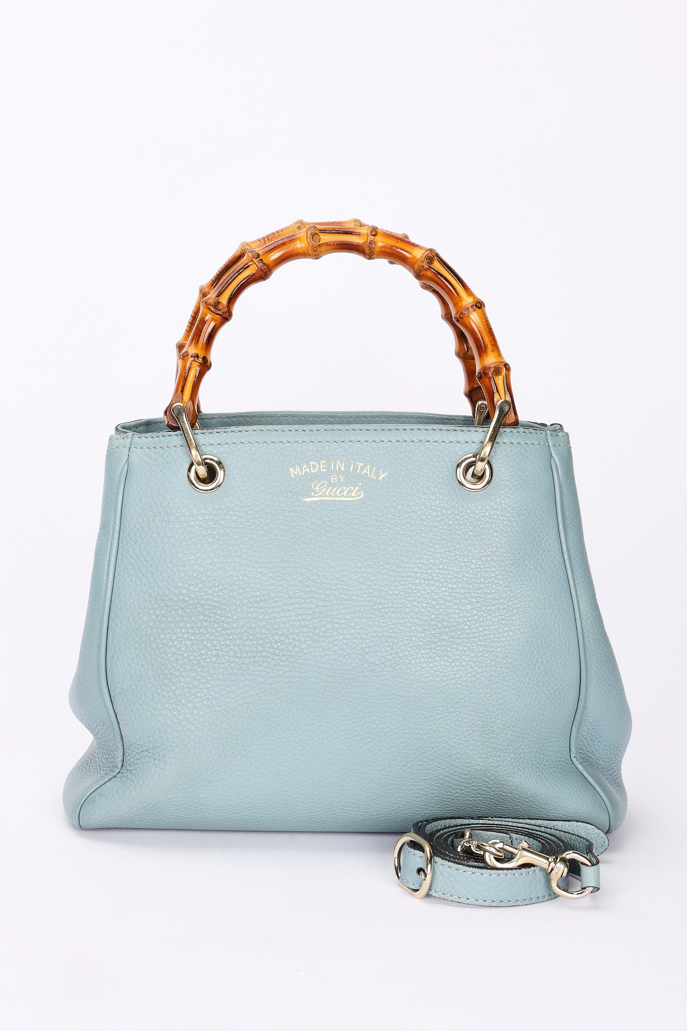Gucci Small Bamboo Shopper Tote Light Blue