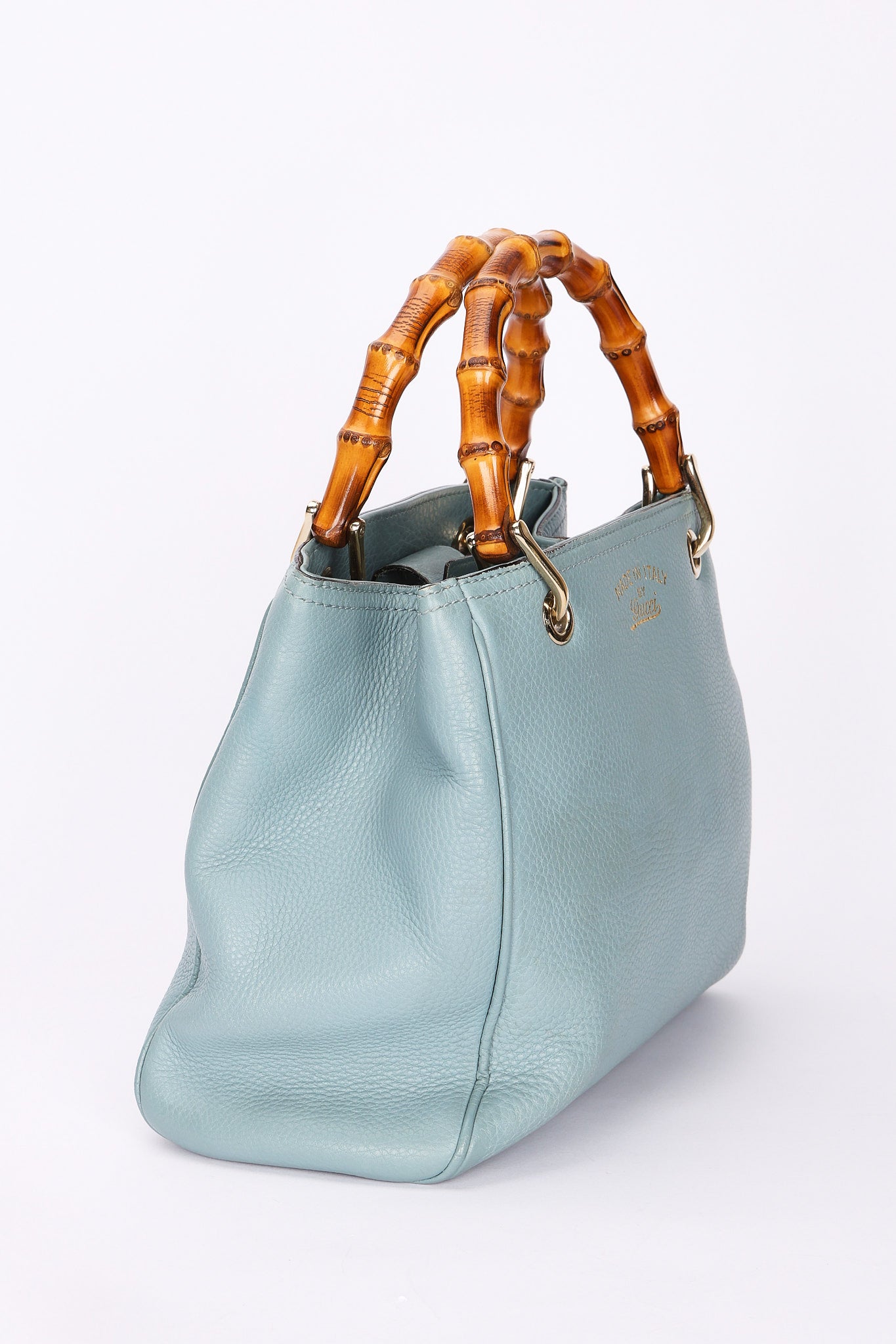 Gucci Small Bamboo Shopper Tote Light Blue
