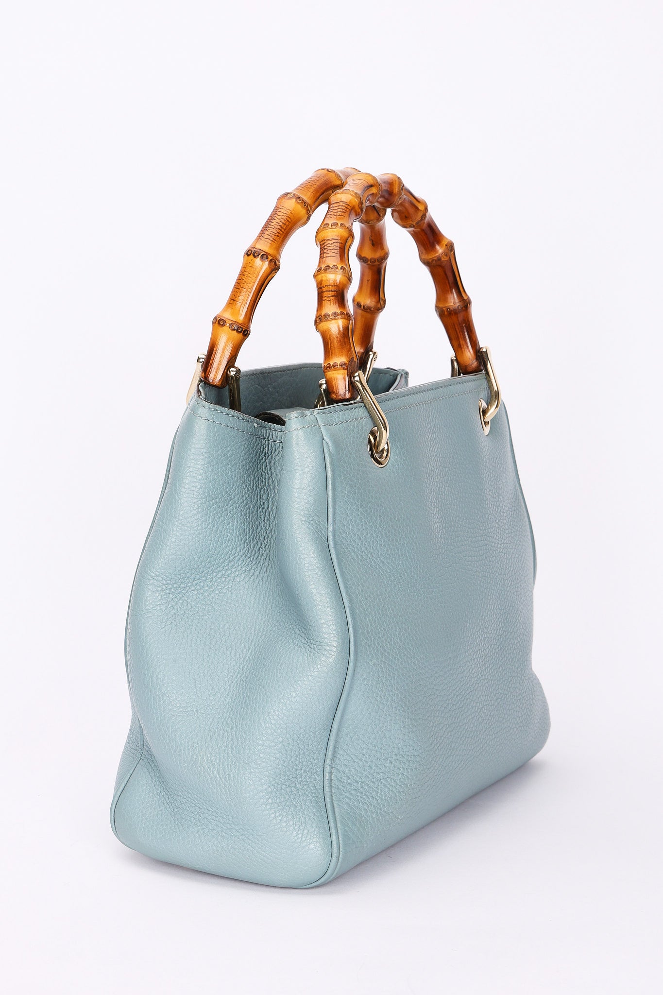 Gucci Small Bamboo Shopper Tote Light Blue