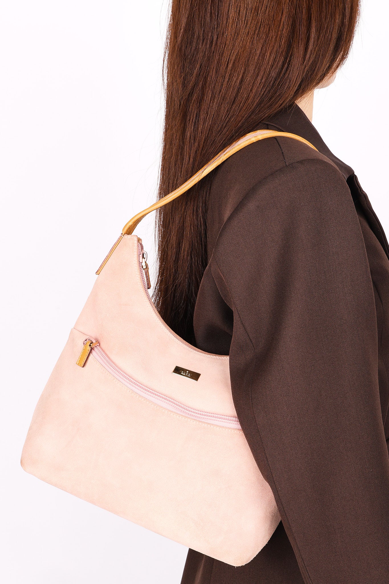 Gucci Shoulder Bag Pink Suede