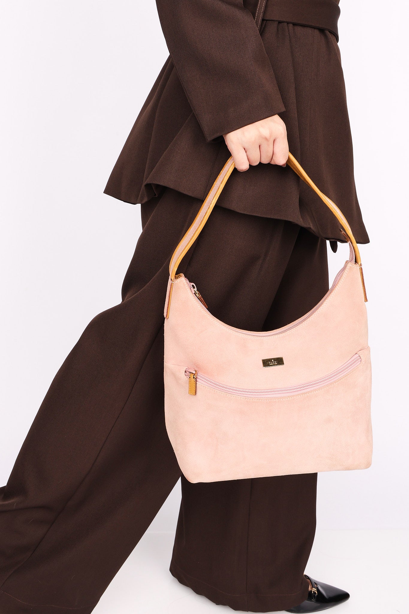 Gucci Shoulder Bag Pink Suede