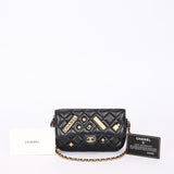 Chanel Charms Phone Case Wallet on Chain Black Lambskin AGHW