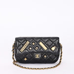 Chanel Charms Phone Case Wallet on Chain Black Lambskin AGHW