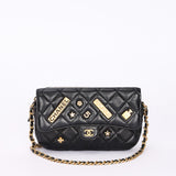 Chanel Charms Phone Case Wallet on Chain Black Lambskin AGHW