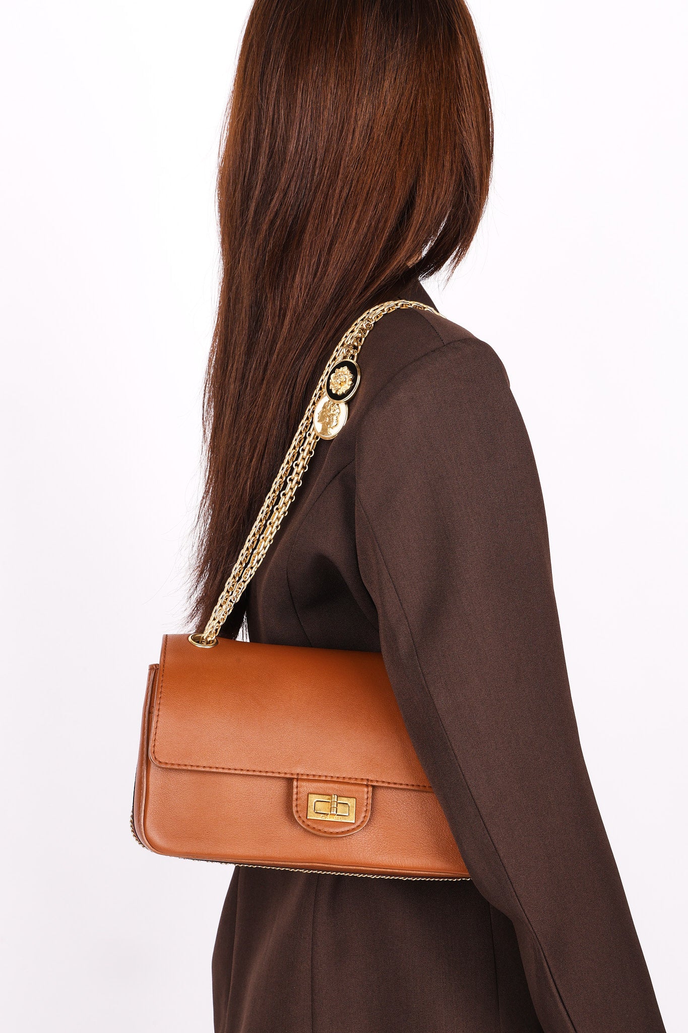 Chanel Double Flap Cognac Calfskin AGHW