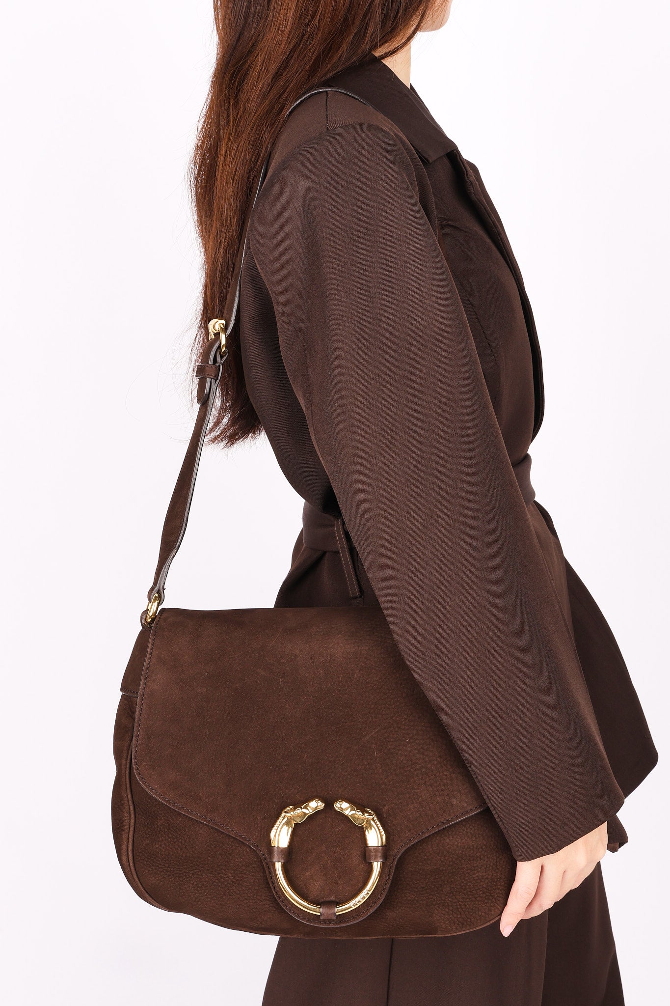 Gucci Bag Brown Suede