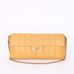 Chanel Chocolate Bar East West Single Flap Beige Lambskin 24K GP
