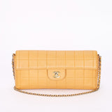 Chanel Chocolate Bar East West Single Flap Beige Lambskin 24K GP