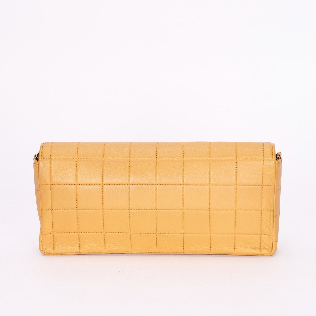 Chanel Chocolate Bar East West Single Flap Beige Lambskin 24K GP