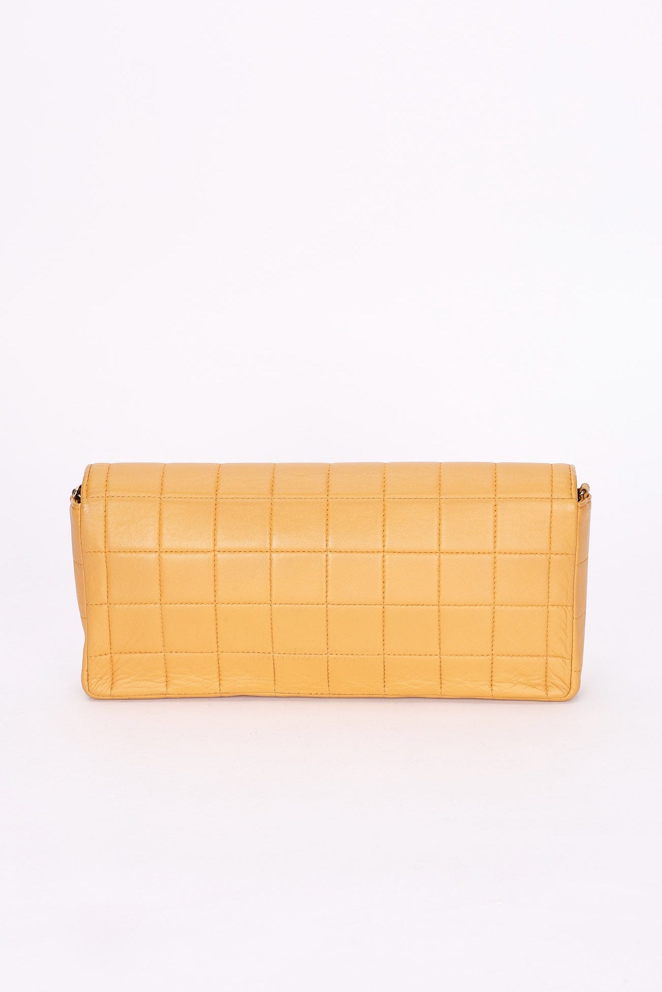 Chanel Chocolate Bar East West Single Flap Beige Lambskin 24K GP