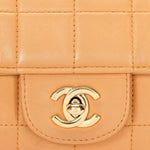 Chanel Chocolate Bar East West Single Flap Beige Lambskin 24K GP