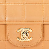 Chanel Chocolate Bar East West Single Flap Beige Lambskin 24K GP