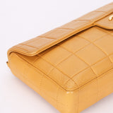 Chanel Chocolate Bar East West Single Flap Beige Lambskin 24K GP