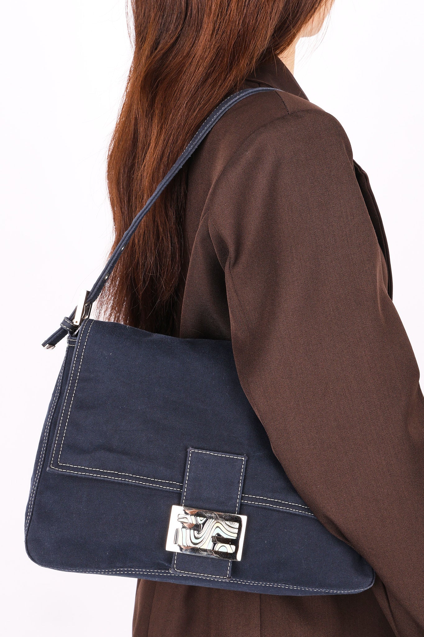 Fendi Denim Mamma Forever Baguette