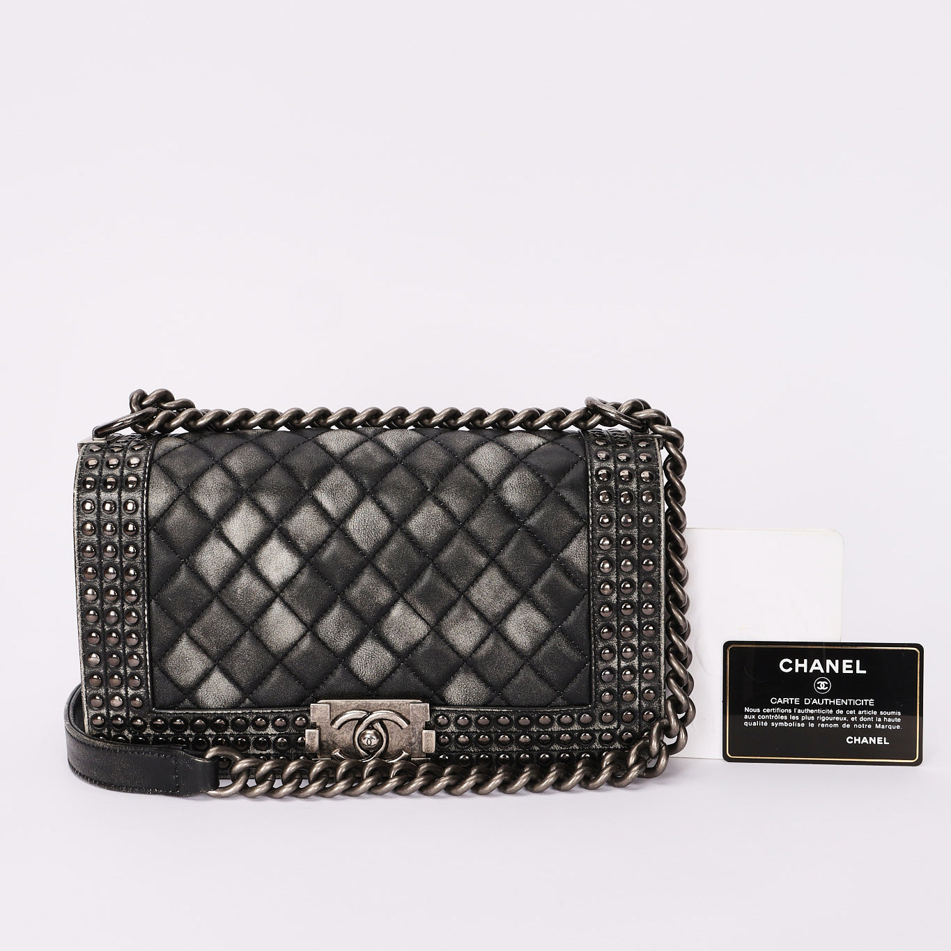 Chanel Medium Paris-Dallas Studded Boy Bag Distressed Calfskin 2014 RHW