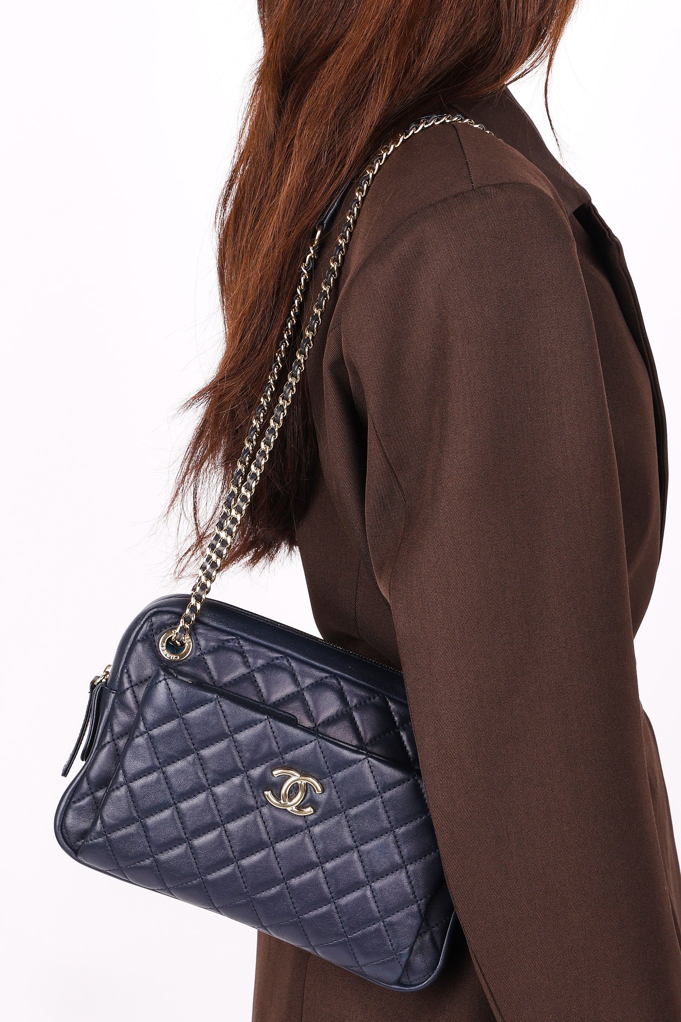 Chanel Bag Navy Calfskin CGHW