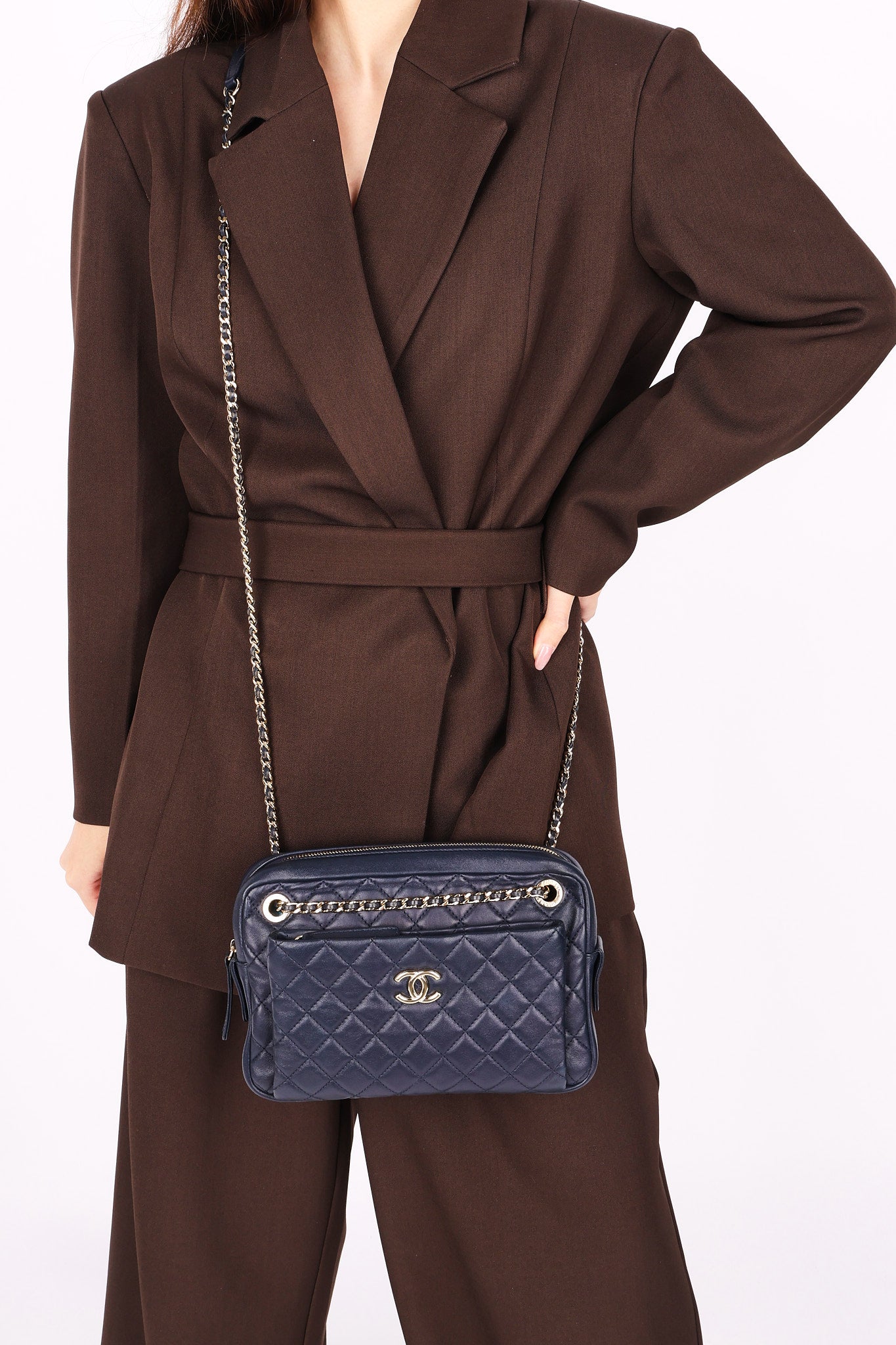 Chanel Bag Navy Calfskin CGHW