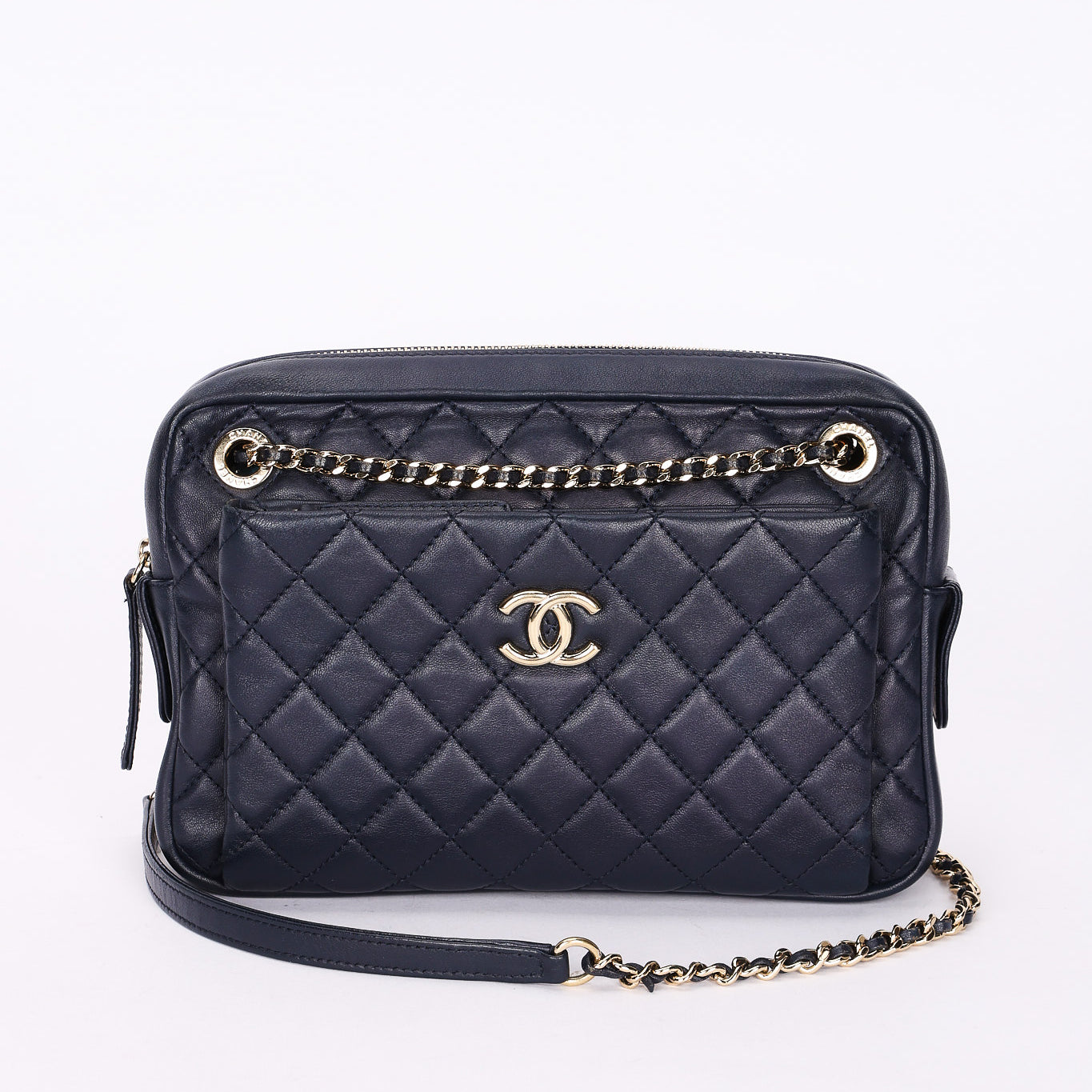 Chanel Bag Navy Calfskin CGHW