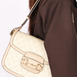 Gucci Monogram Supreme Horsebit 1955 Shoulder Bag