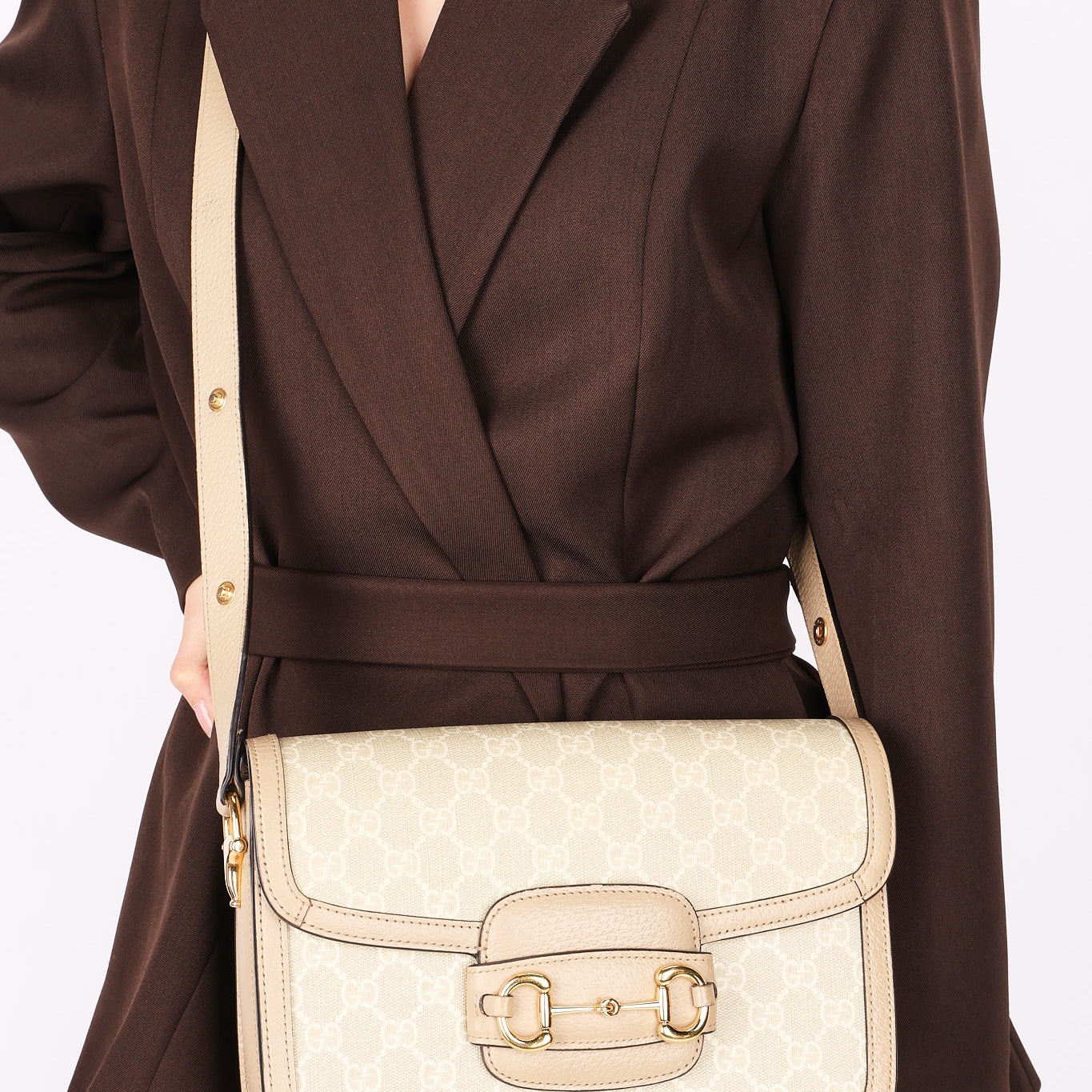Gucci Monogram Supreme Horsebit 1955 Shoulder Bag