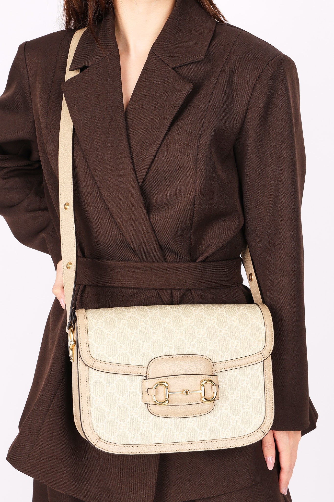 Gucci Monogram Supreme Horsebit 1955 Shoulder Bag