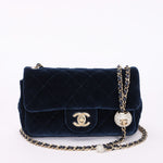 Chanel Crystal Pearl Crush Mini Rectangular Navy Velour CGHW