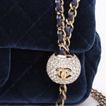 Chanel Crystal Pearl Crush Mini Rectangular Navy Velour CGHW