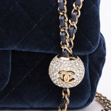 Chanel Crystal Pearl Crush Mini Rectangular Navy Velour CGHW