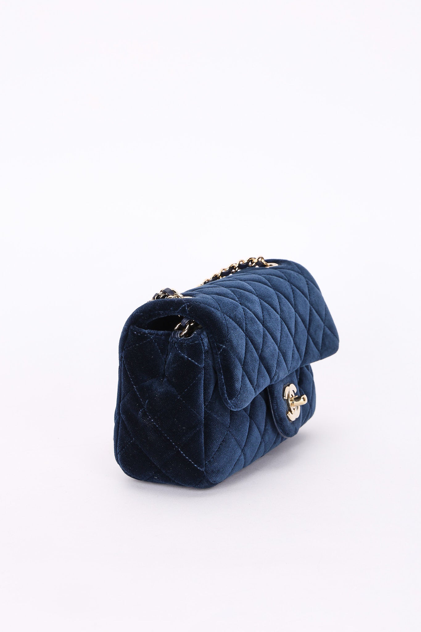 Chanel Crystal Pearl Crush Mini Rectangular Navy Velour CGHW